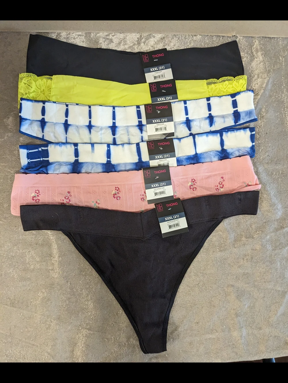 No Boundaries Women's 6-Pack Seamless Thong Panties - Size XXL (21)